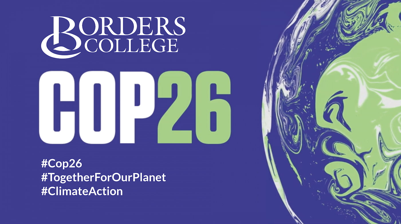 COP26 logo with Borders College logo