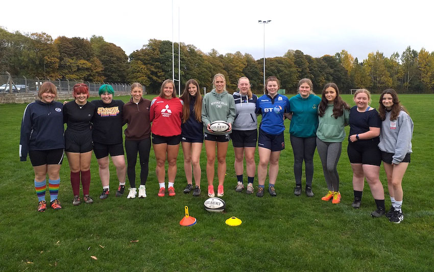 Group of female rugby students