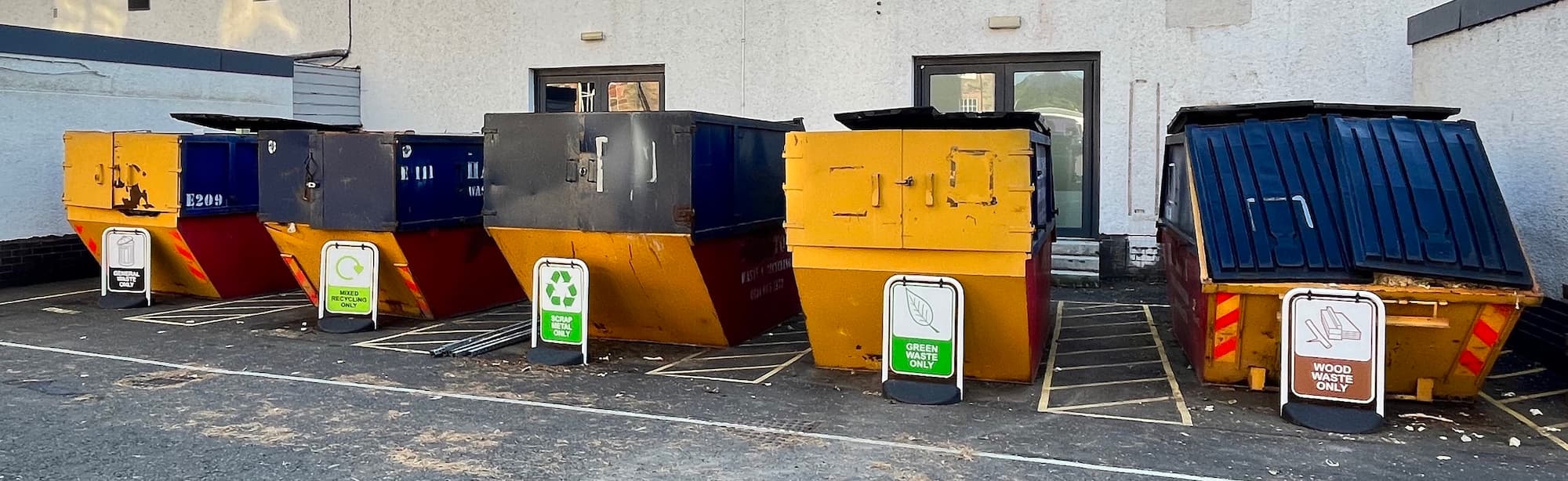 Waste skips at Borders College