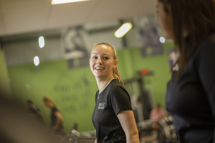 person standing in gym