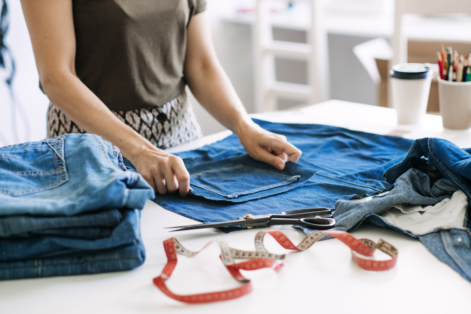 Picture of person working with fabrics