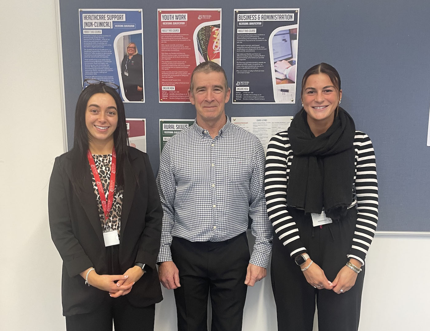 Group photo of three Borders College staff members