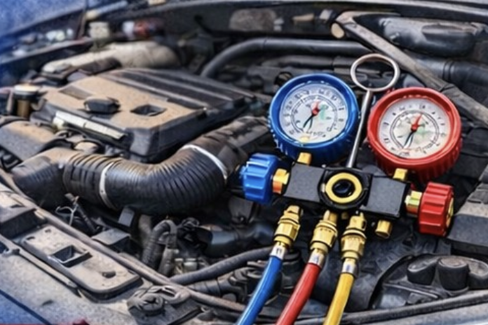 photograph of motor vehicle air conditioning servicing equipment